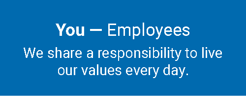 You - Employees. We have a responsibility to live our values every day